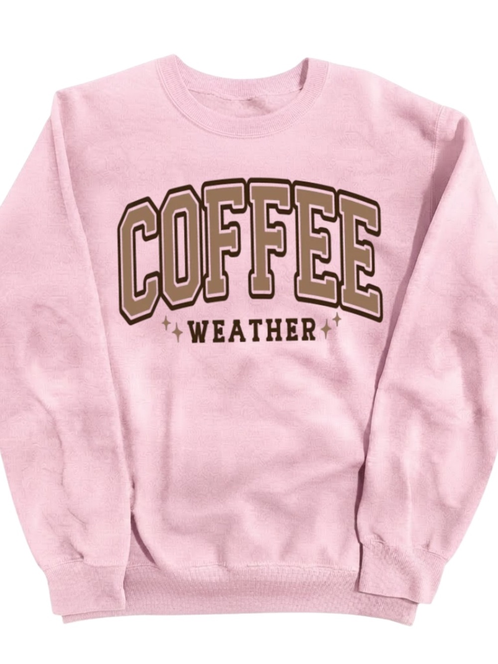 Gildan Pink "Coffee Weather" Graphic Crewneck Sweatshirt, Gift For Her, For Him